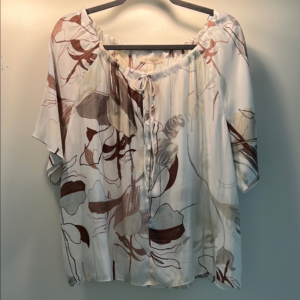 Cream Tie Front Relaxed Blouse